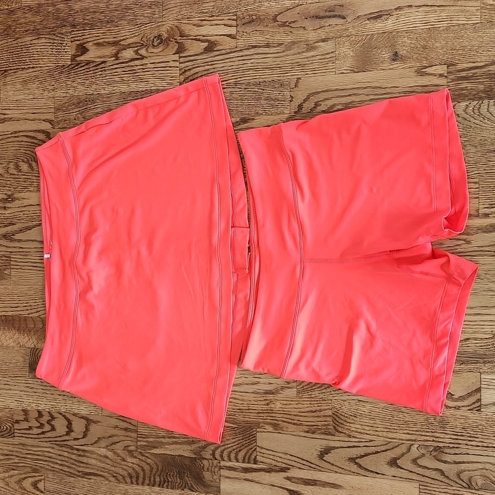 (L) Nike Dri Fit Golf Skirt Skort Florescent Orange Coral Pretty Athleisure Fit